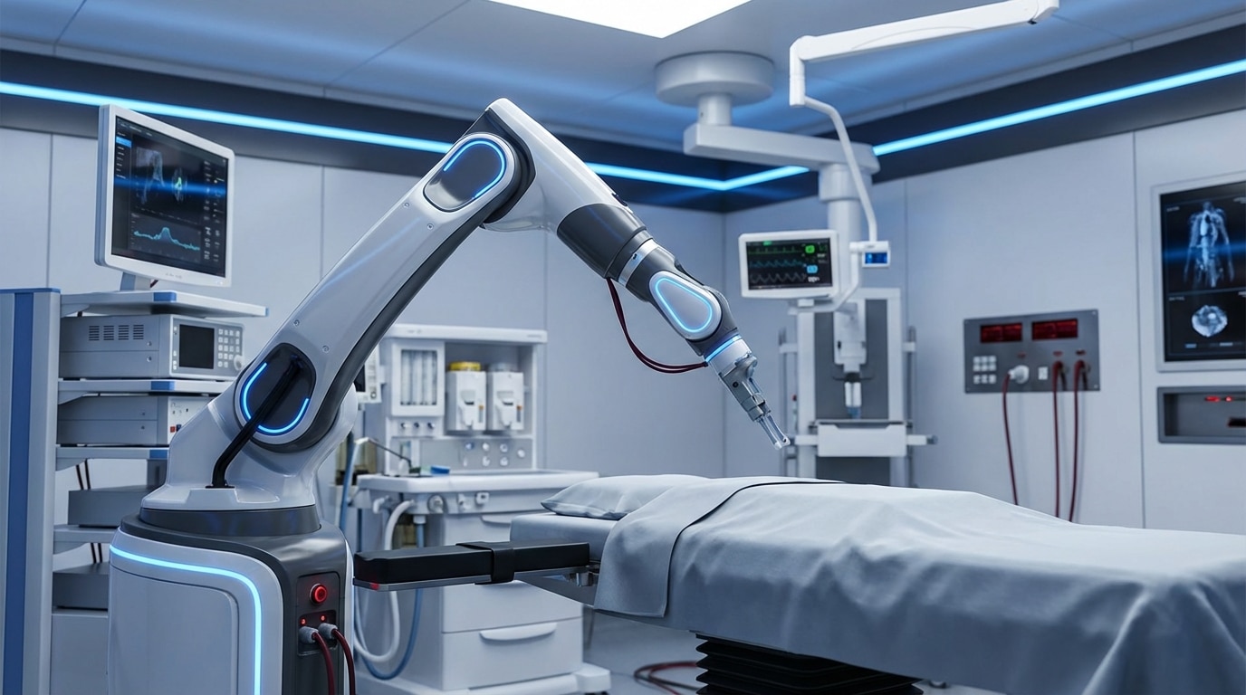 Robotic surgical arm in modern operating room for orthopedic surgery Robotic surgical arm in modern operating room for orthopedic surgery