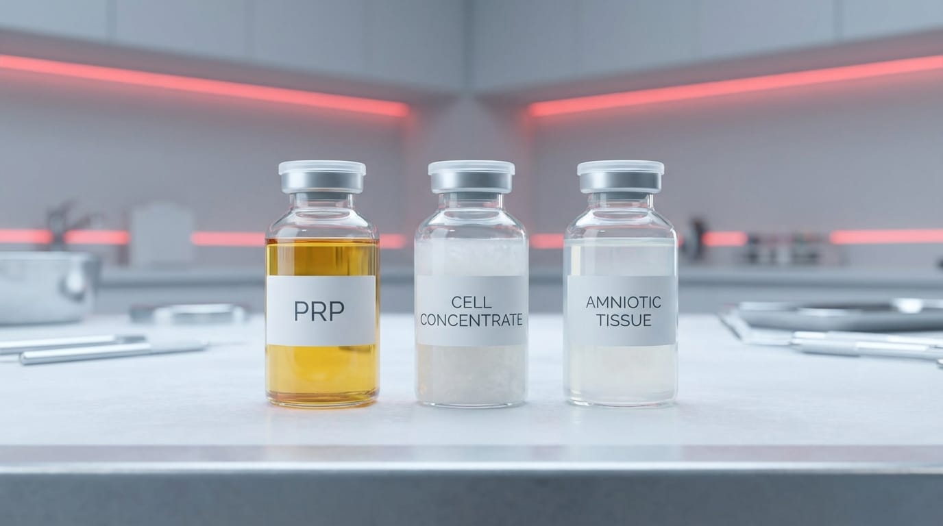 PRP stem cell and amniotic tissue vials compared side by side