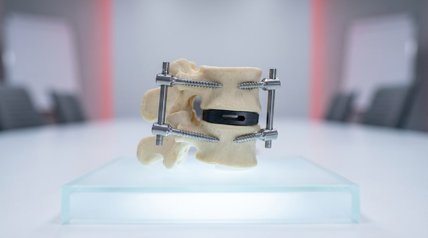 Spinal fusion hardware with pedicle screws rods and interbody cage